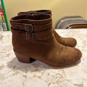 Brown suede ankle boots